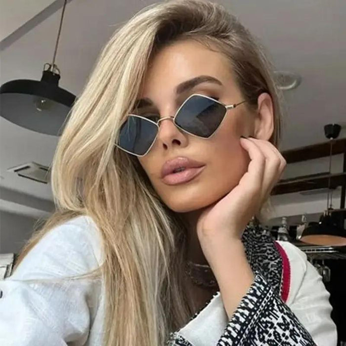 Lightweight women's sunglasses – irregular polygon design, alloy, for everyday wear
