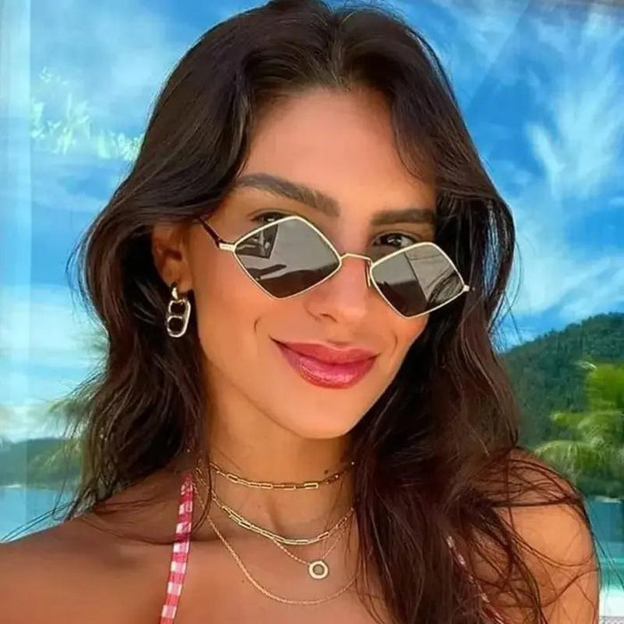 Lightweight women's sunglasses – irregular polygon design, alloy, for everyday wear