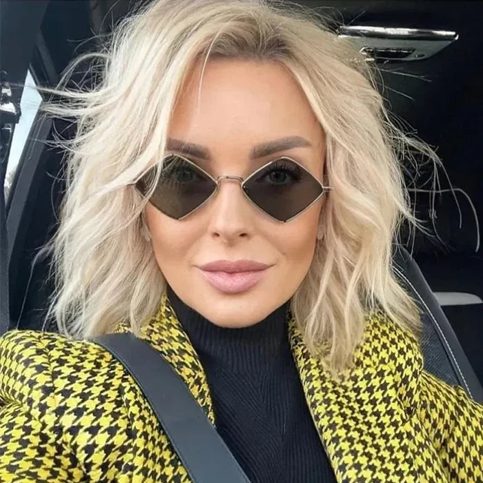 Leichte Damen-Sonnenbrille – unregelmäßiger Polygon-Style, Legierung, für den Alltag 3