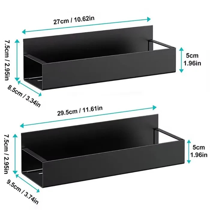 Magnetic Spice Storage Rack - Home Organizers for Refrigerator, Black Iron Kitchen Shelf