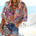 Variant image for Mandala Printed Women's Shirt in Soft Knitted Fabric, Relaxed Fit for Autumn and Winter-1