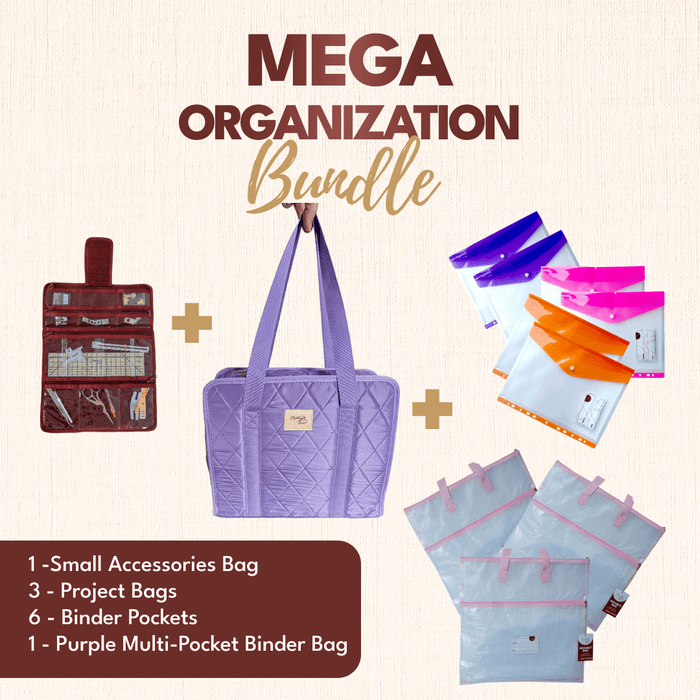 Mega Organization Bundle - Light Pink 3 Pack Project Bag - Purple - MadamSew