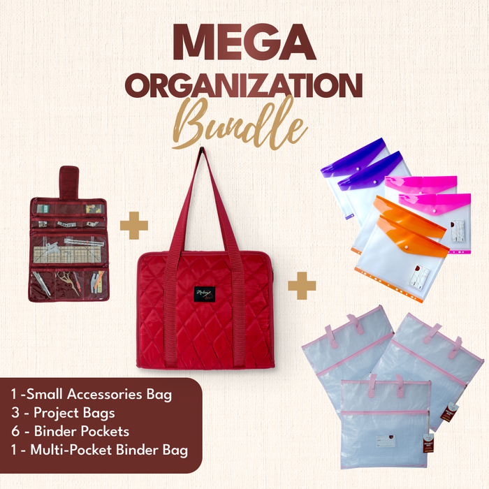 Mega Organization Bundle - with 3 Light Pink Project Bags + a Red Binder Bag
