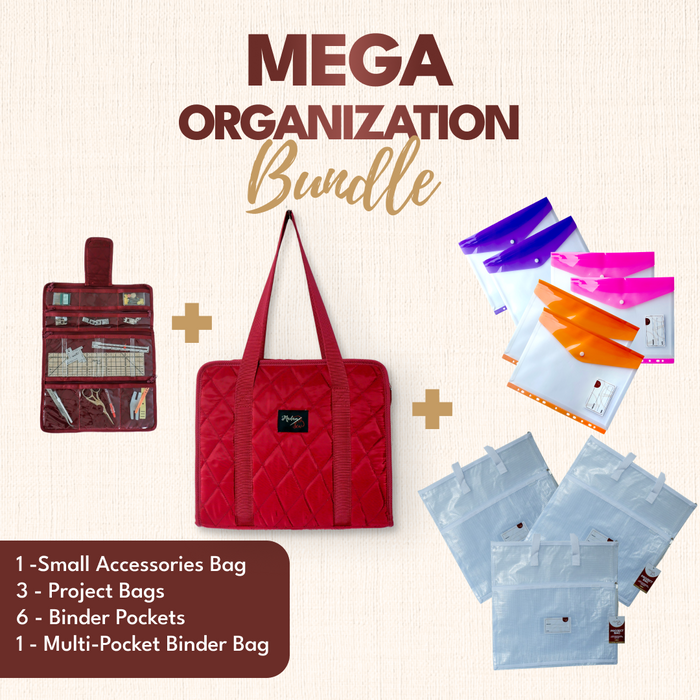 Mega Organization Bundle - with 3 White Project Bags + a Red Binder Bag