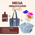 Mega Organization Bundle - White 3 Pack Project Bag - Navy - MadamSew