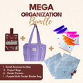 Mega Organization Bundle - White 3 Pack Project Bag - Purple - MadamSew