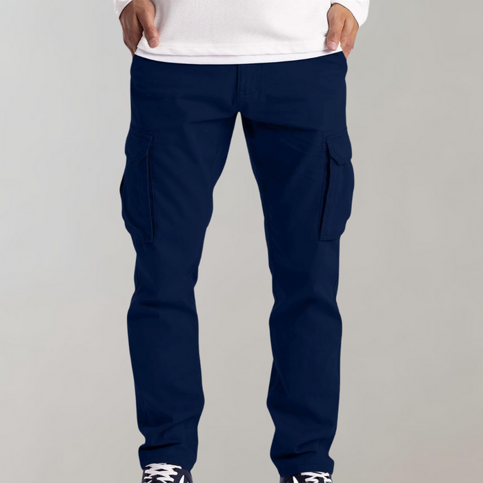 Mens Black Cargo Pants with Spacious Pockets and Comfortable Fit for Everyday Wear-4