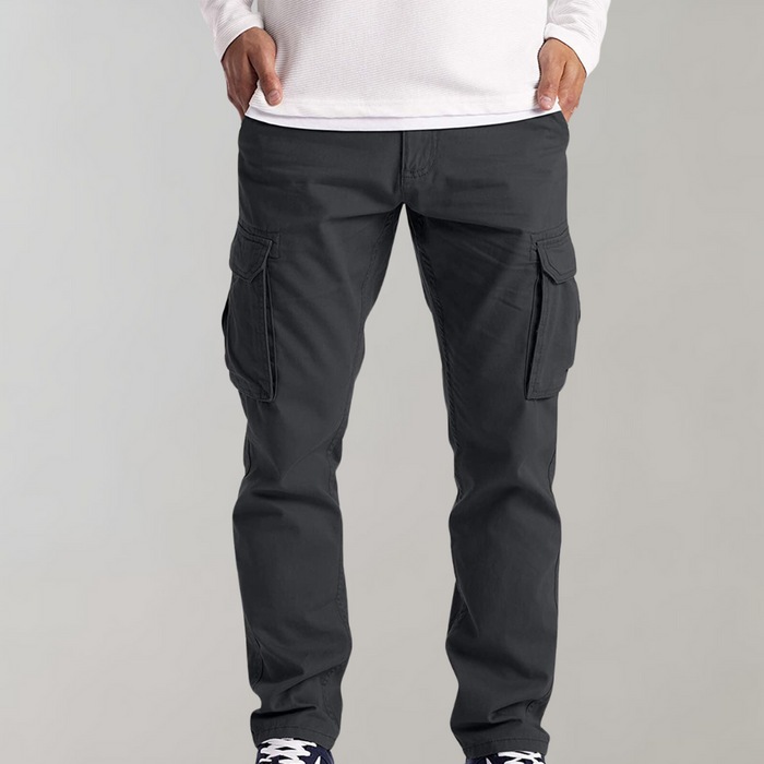 Mens Black Cargo Pants with Spacious Pockets and Comfortable Fit for Everyday Wear-5