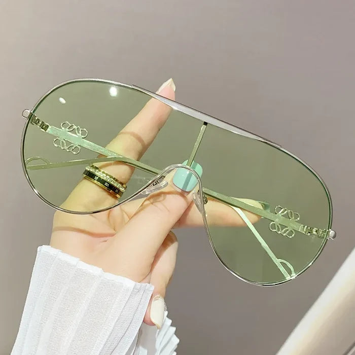 Metal One-Piece Sunglasses - Large-Frame Sports Goggles for Cycling, Men and Women