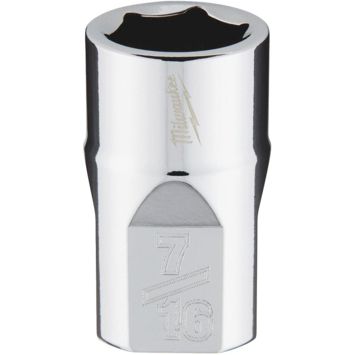 Milwaukee 3/8 In. Drive 7/16 In. 6-Point Shallow Standard Socket with FOUR FLAT Sides