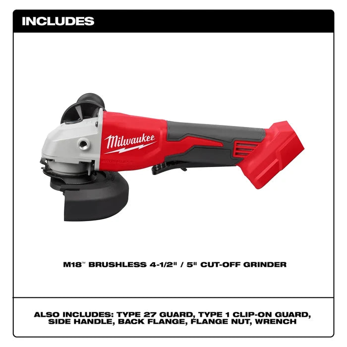 Milwaukee M18™ Brushless 4-1/2" / 5" Cut-Off Grinder, Paddle Switch