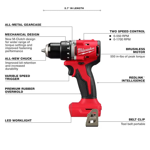 Milwaukee M18™ Compact Brushless 1/2" Drill/ Driver