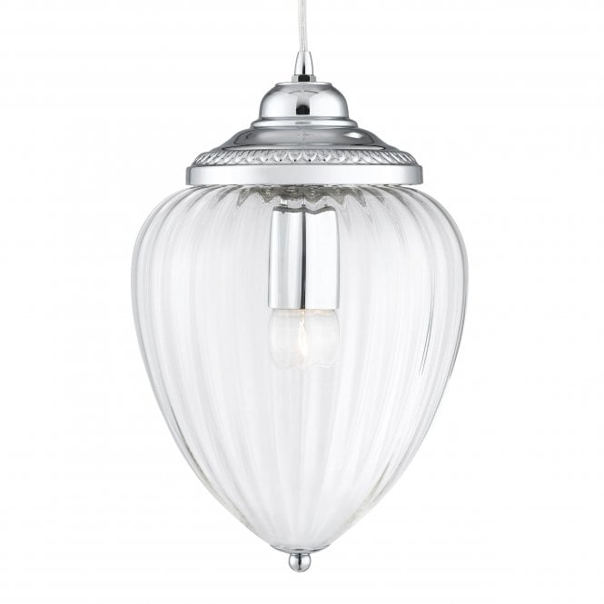 MOSCOW PENDANT - CHROME METAL & RIBBED GLASS