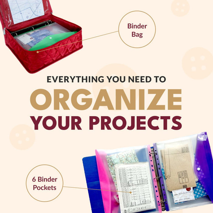 Sewing organization made easy with a binder bag and binder pockets