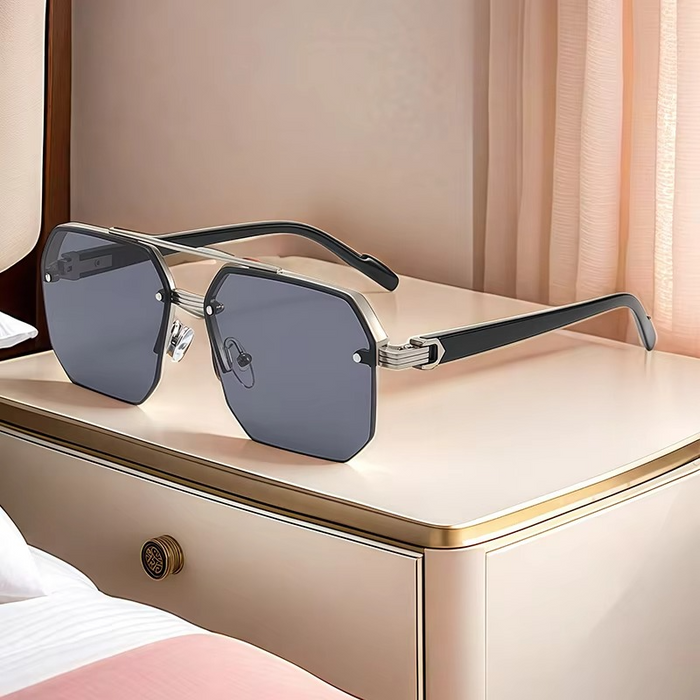 Oversize Retro Polygon Square Metal Sunglasses for Men & Women, UV400 Fashion Gradient Shades