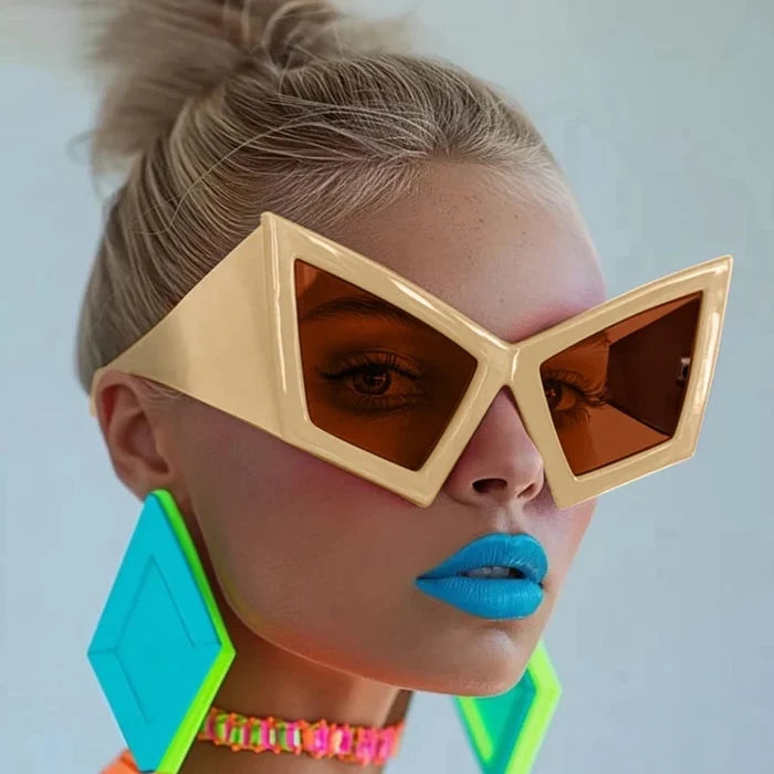 Oversized Cat Eye Sunglasses Women Red UV400 Shades Retro Gradient Fashion