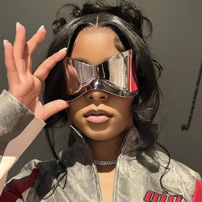 Oversized Punk Rimless Sunglasses for Men and Women, Hip Hop Sport Shades