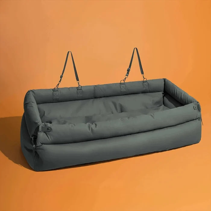 Pet Outing Lathe Luxury Faux Leather Dog Car Seat - Portable Booster Bed for Cats and Dogs