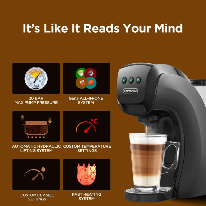 Pod Coffee Machine 5 In 1 20 Bar 0.8L Black — view 5