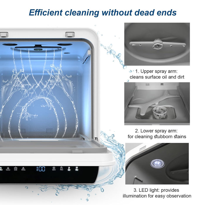 Portable Countertop Dishwasher 7 Programs 4.8L Tank 3 Place Settings Black — view 7