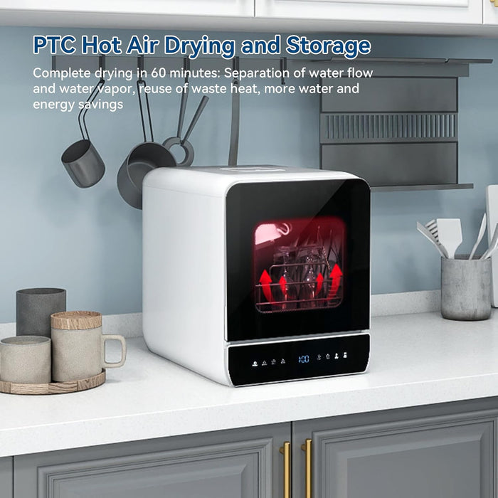 Portable Countertop Dishwasher 7 Programs 4.8L Tank 3 Place Settings Black — view 8