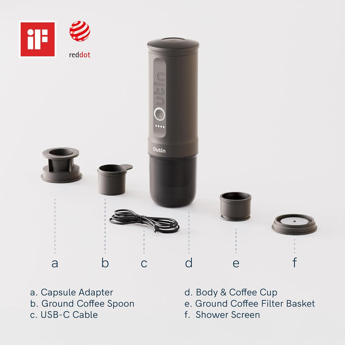 Portable Espresso Machine 20 Bar Self-Heating USB-C Space Grey — view 2