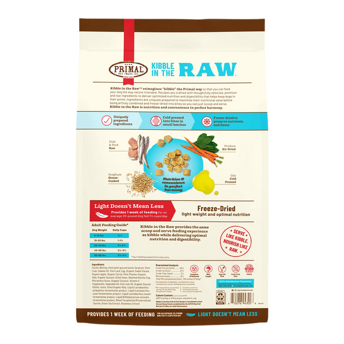 Primal Pet Foods Kibble in the Raw Fish & Pork Recipe for Dogs