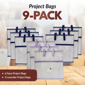 Project Bag 9-Pack - 6 Navy with 3 Lavender - MadamSew
