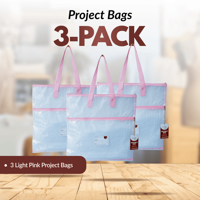 Project Bags - 3 Pack - All - in - Light Pink - MadamSew