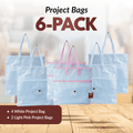 Project Bags - 6 Pack - Four White with Light Pink - MadamSew
