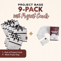 Project Bags (All Black) - 9 Pack with Project Cards - MadamSew