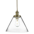 Pyramid Pendant - Antique Brass Metal & Glass