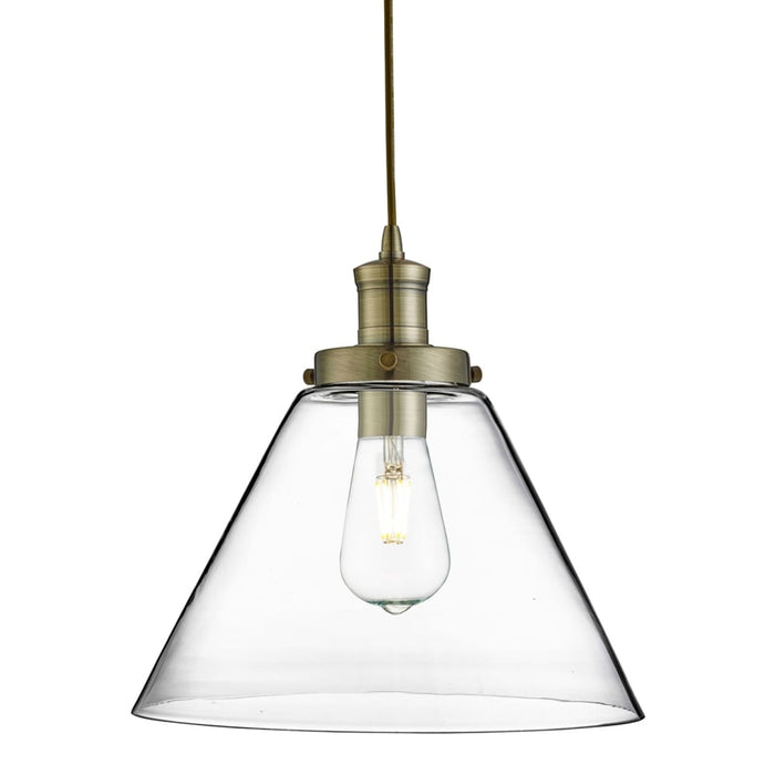 Pyramid Pendant - Antique Brass Metal & Glass