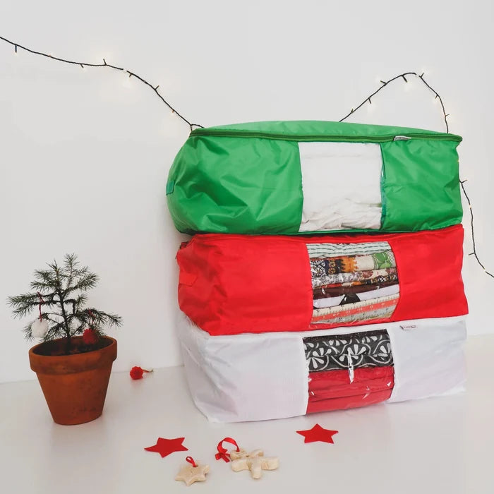 Quilt Storage Bag - Green "Fir Tree", Red "Holly Berry", White "Snow Fall" or Lemon - MadamSew