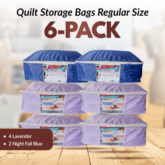 Quilt Storage Bags - 6 Pack - Regular Size (Lavender & Blue) - MadamSew