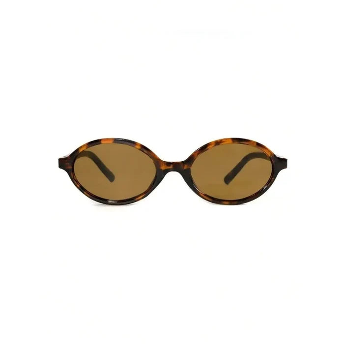 Retro unisex small oval sunglasses – mirror lens, resin frame, casual beach & daily accessory
