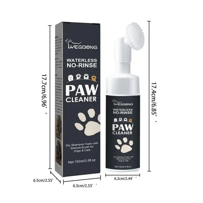 Rinse-Free Pet Foot Cleaner Foam with Silicone Brush - Gentle Paw Care for Dogs & Cats