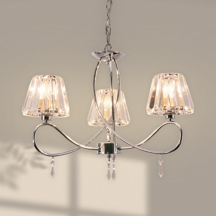 Senza 3 Light Polished Chrome with Crystal Shades