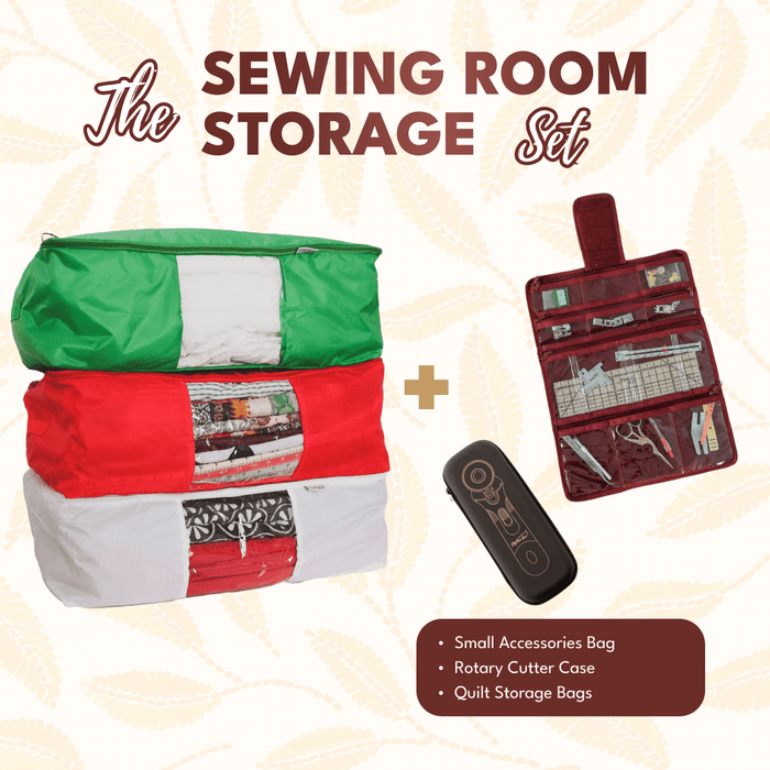 Sewing Room Storage Set - Accessories Bag, Cutter Case & 3 Quilt Storage Bags - MadamSew