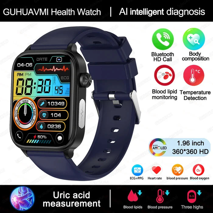Smart Watch Health Tracker AI Diagnostic Blood Lipids Uric Acid Body Composition 2025 Fall Trend Gift