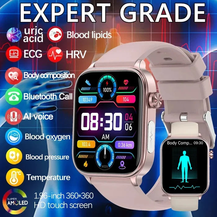 Smart Watch Health Tracker AI Diagnostic Blood Lipids Uric Acid Body Composition 2025 Fall Trend Gift