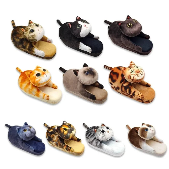 Soft cozy women's cat-face plush slippers - cat-face design, plush upper, EVA sole, indoor wear for winter