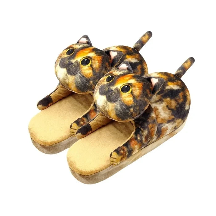 Soft cozy women's cat-face plush slippers - cat-face design, plush upper, EVA sole, indoor wear for winter