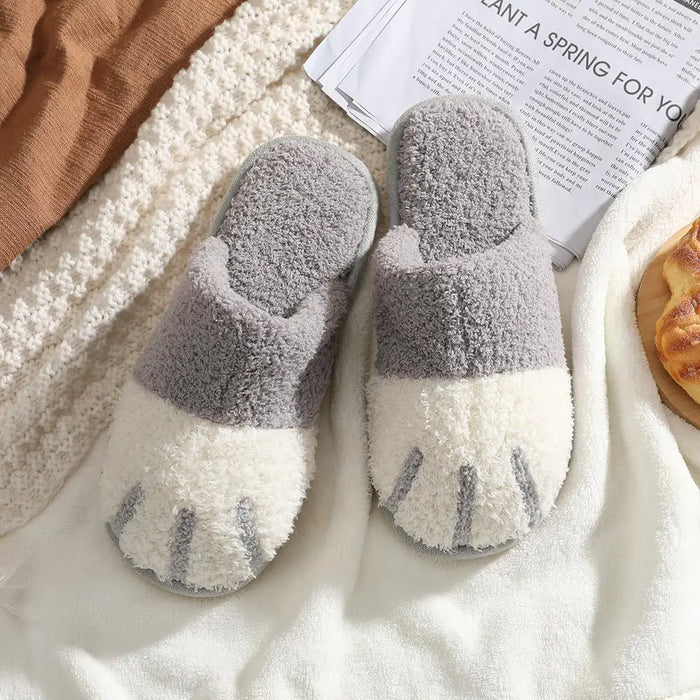 Soft, cozy women's slippers - cat paw design, memory foam insole, indoor winter lounging