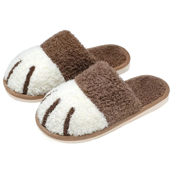Soft, cozy women's slippers - cat paw design, memory foam insole, indoor winter lounging