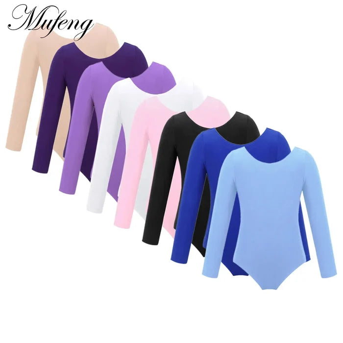 Soft, Durable Girls' Leotard - Long Sleeve, Polyamide, Elastane, Polyester, Dance Class