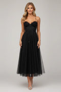 Soft flattering women's camisole dress - corset bodice, mid-length skirt, mesh, for evening