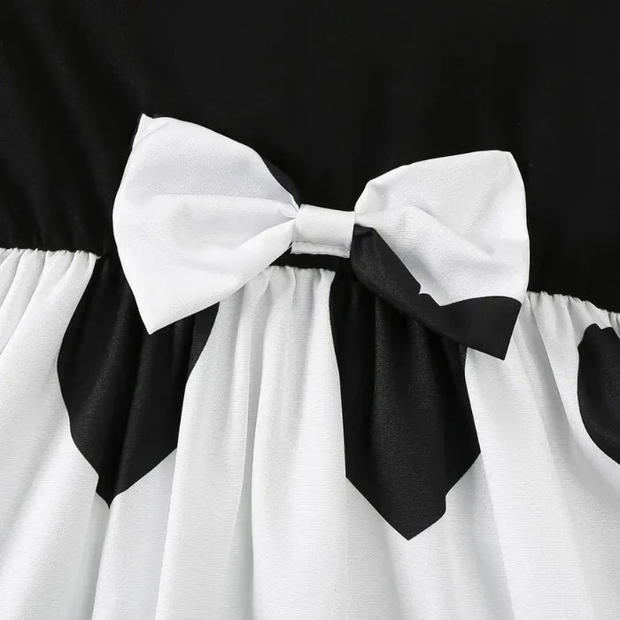 Soft girls' dress - Korean-style timeless heart-print, polyester, party wear for spring birthdays