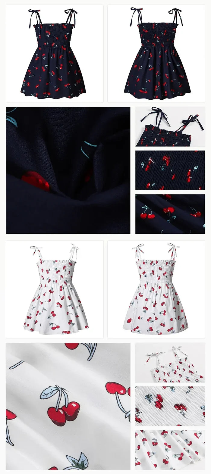 Soft girls' sundress - smocked bodice, daisy print, polyester, for casual summer outings