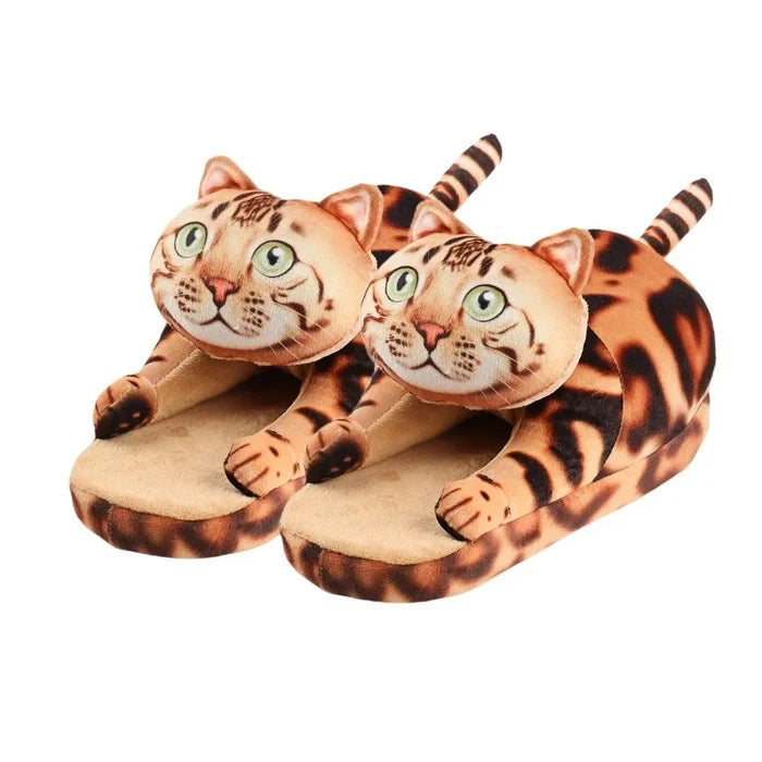 Soft women's cat slippers – cozy hugging cat design, plush, indoor use and home lounging